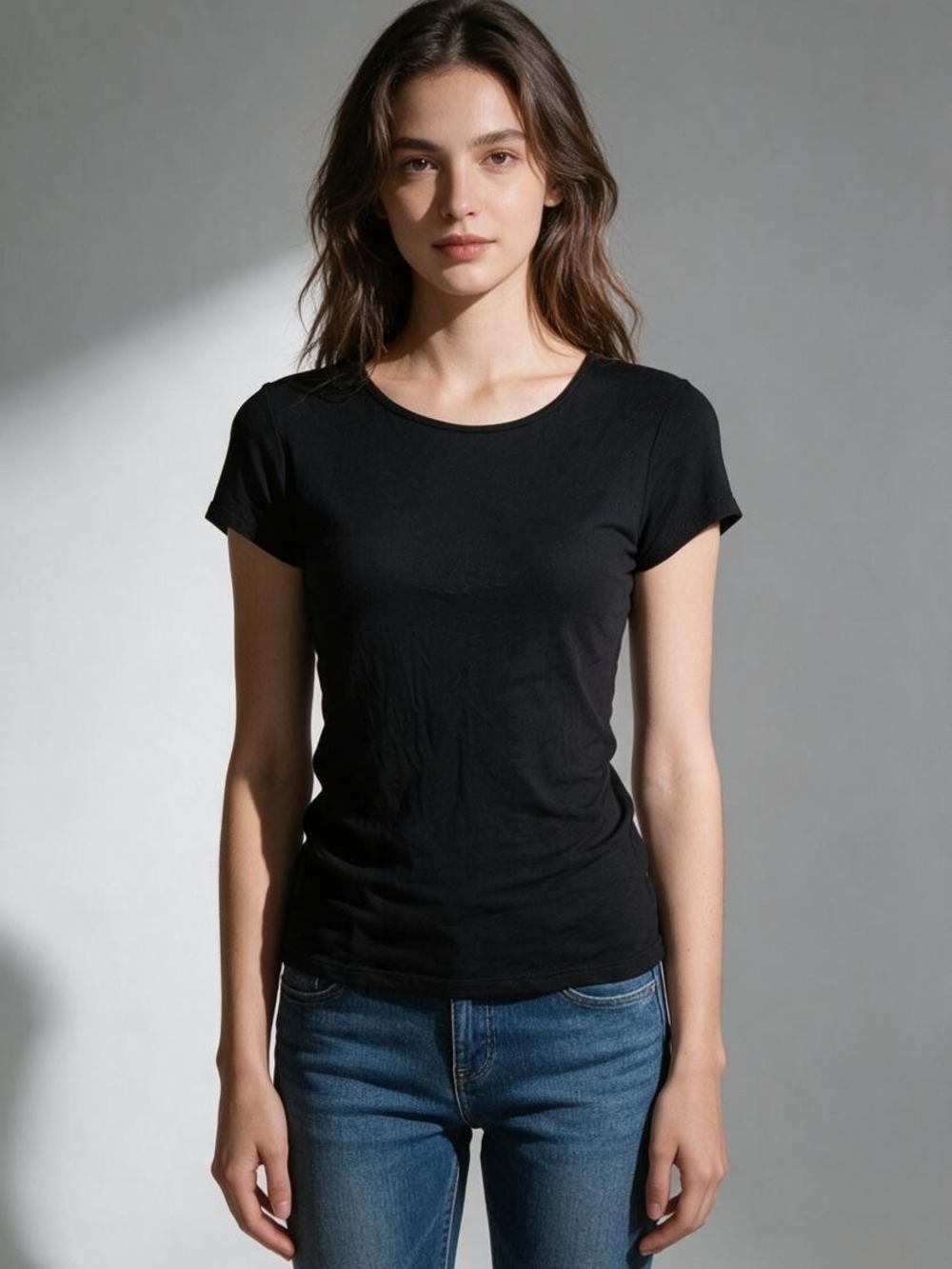 Tahari Black Short Sleeve Crewneck Tee
